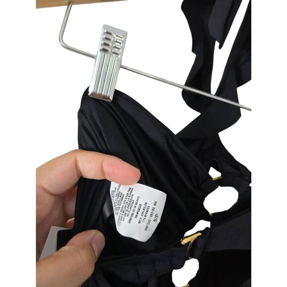 Soluna One-Piece Swimsuit Size Small Black Ruffle Strappy NWT - Picture 9 of 10